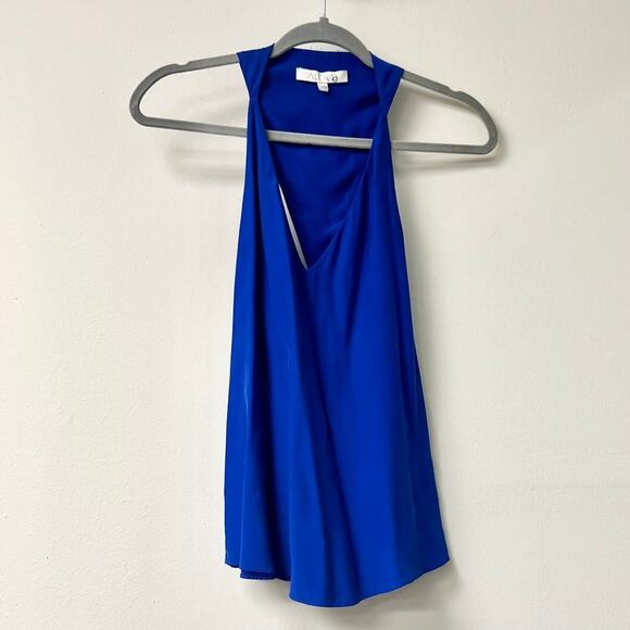 Alexis 100% Silk Sleeveless V-Neck Cutout Back Tank Top Royal Blue Women's XS - Picture 1 of 3